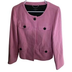 Talbots Pink Textured Cotton Tweed Blazer Jacket Size 8